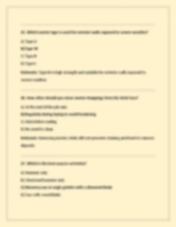 Certified Mason (Bricklayer) Practice Exam 2 QUESTIONS AND CORRECT ...