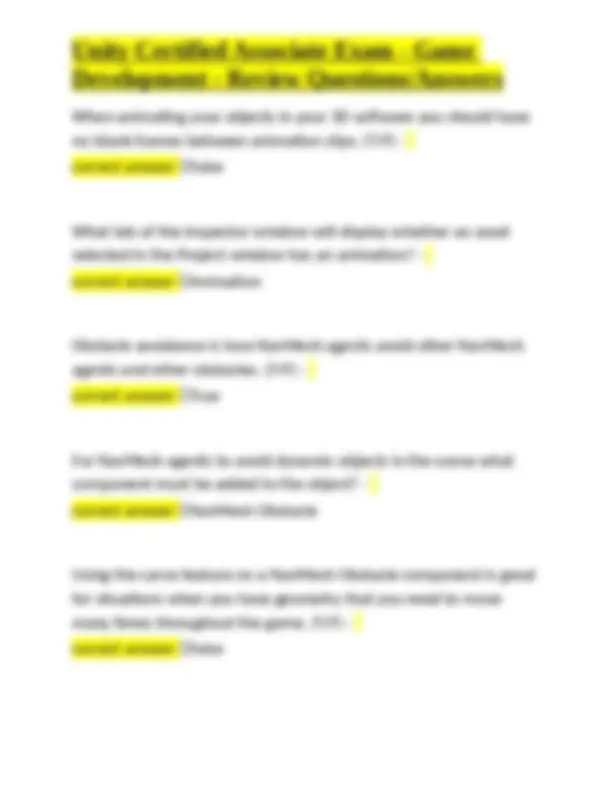 Unity Certified Associate Exam - Game Development - Review Questions ...