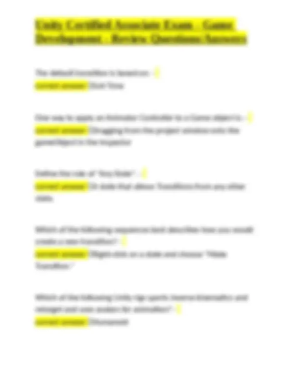 Unity Certified Associate Exam - Game Development - Review Questions ...