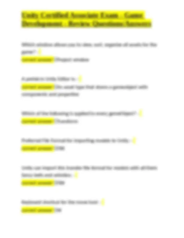 Unity Certified Associate Exam - Game Development - Review Questions ...