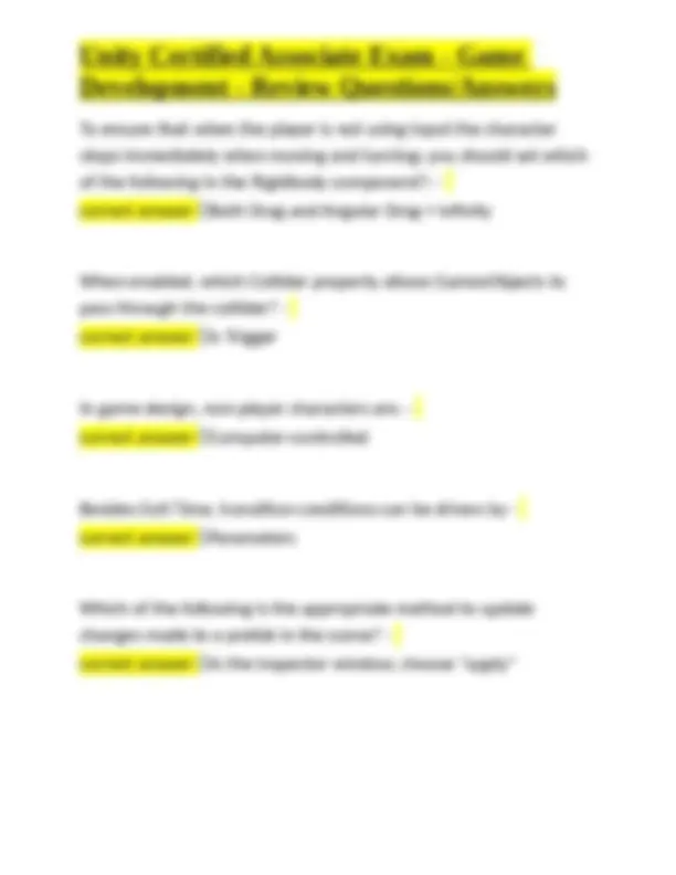 Unity Certified Associate Exam - Game Development - Review Questions ...