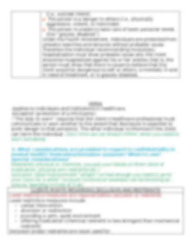 MENTAL HEALTH EXAM 1 STUDY GUIDE MODULE 1: FOUNDATIONS FOR PSYCHIATRIC ...