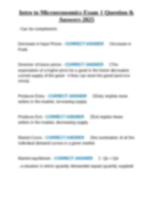 Microeconomics Exam 1 Q&A: Key Concepts and Definitions | Exams Nursing ...