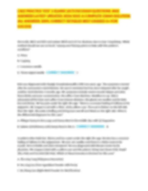 CALE PRACTICE TEST 1 ELAINE (ACTCM) EXAM QUESTIONS AND ANSWERS LATEST