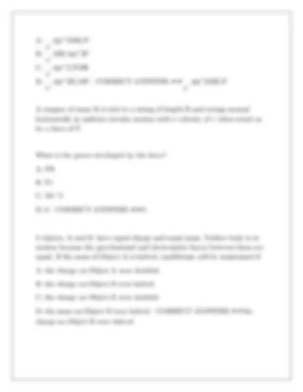 AP Physics 1 Final Exam Questions with Answers | Exams Physics | Docsity