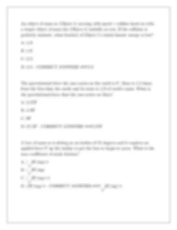 AP Physics 1 Final Exam Questions with Answers | Exams Physics | Docsity
