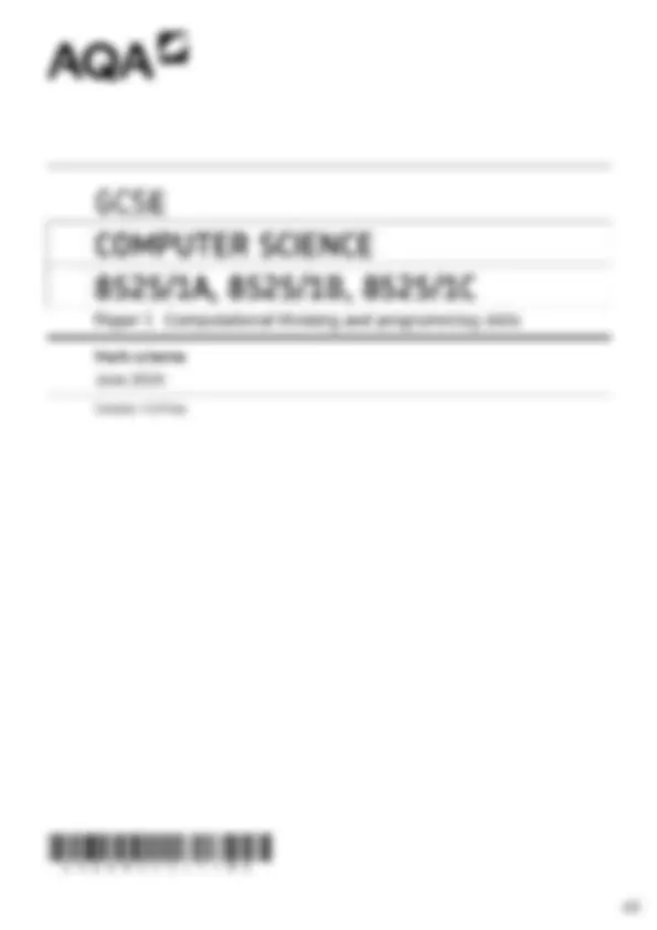 Actual 2025 AQA GCSE COMPUTER SCIENCE 8525/1A Paper 1 Merged Question ...