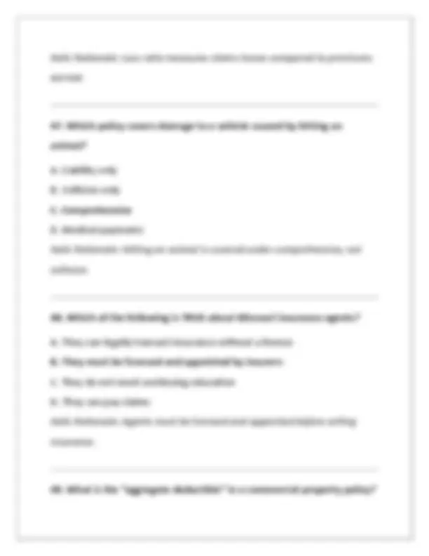 MISSOURI PROPERTY &amp; CASUALTY INSURANCE PRACTICE EXAM QUESTIONS AND CORRECT ANSWERS (VER | Exams ...