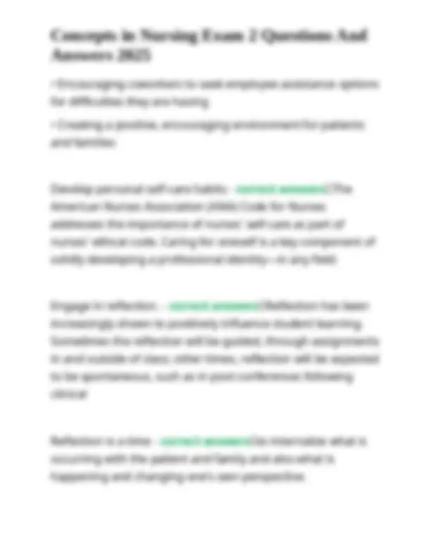 Concepts in Nursing Exam 2 Questions And Answers 2025 | Exams Nursing ...