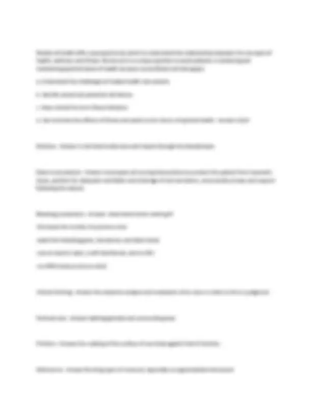 NURN 105 Final Exam Study Guide: Key Nursing Concepts and Definitions ...