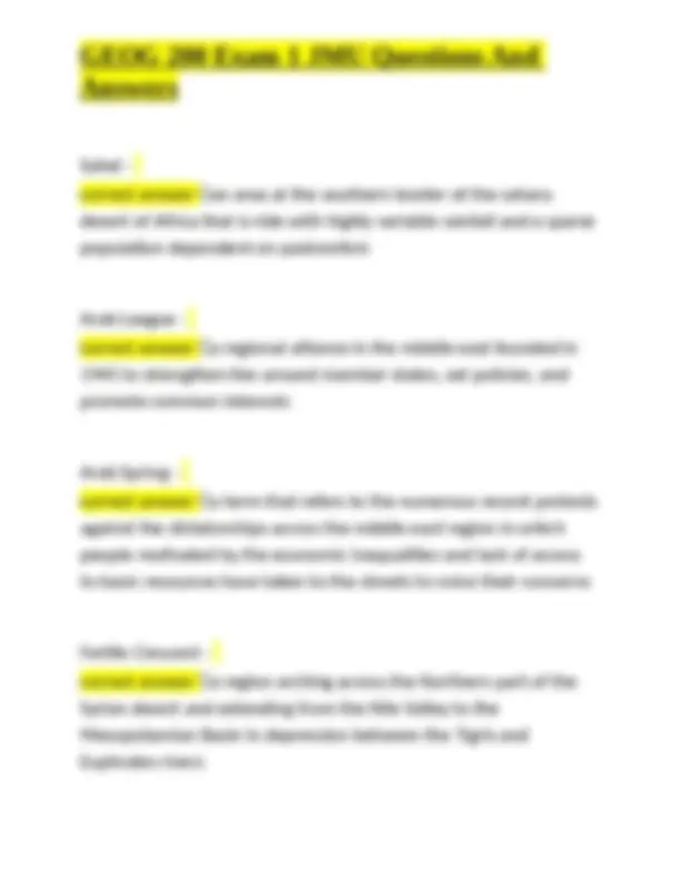 GEOG 200 Exam 1: World Regional Geography Questions and Answers | Exams ...