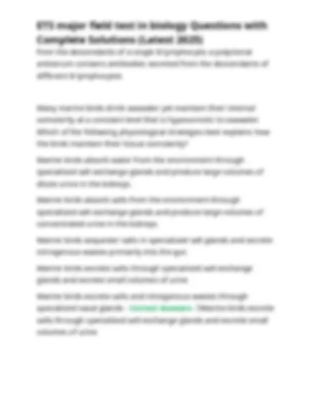 ETS major field test in biology Questions with Complete Solutions ...
