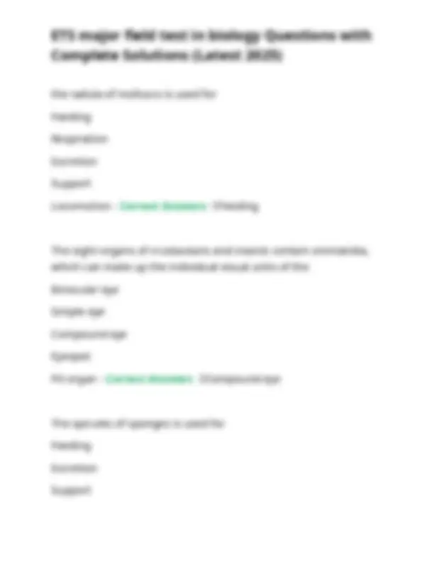 ETS major field test in biology Questions with Complete Solutions ...