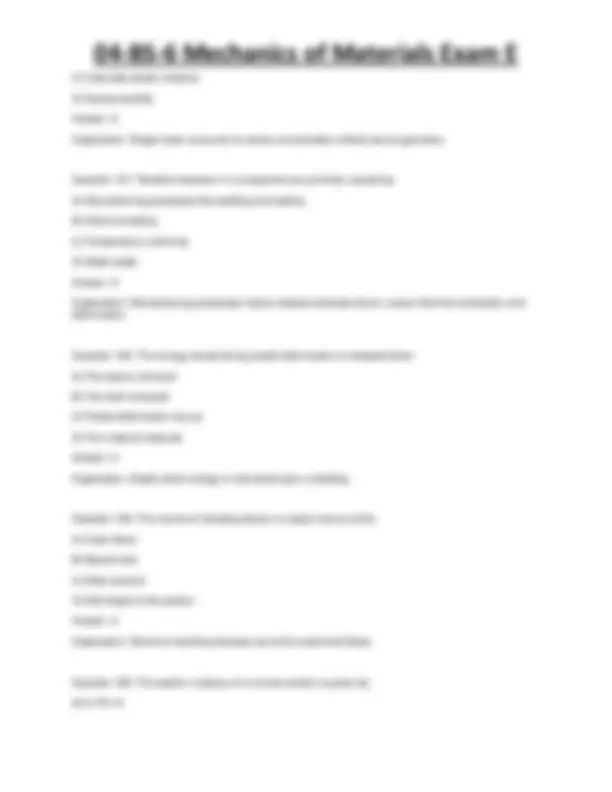 04-BS-6 Mechanics of Materials Exam E | Exams Technology | Docsity