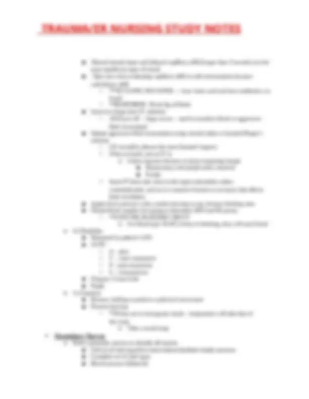 TRAUMA/ER NURSING STUDY NOTES | Study notes Nursing | Docsity