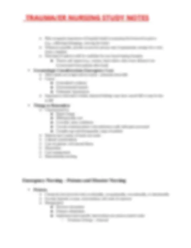 TRAUMA/ER NURSING STUDY NOTES | Study notes Nursing | Docsity