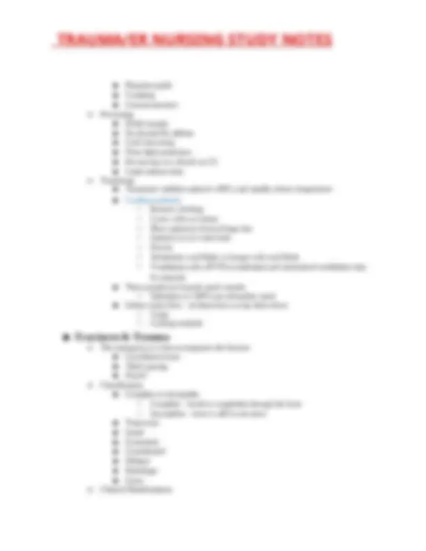 TRAUMA/ER NURSING STUDY NOTES | Study notes Nursing | Docsity