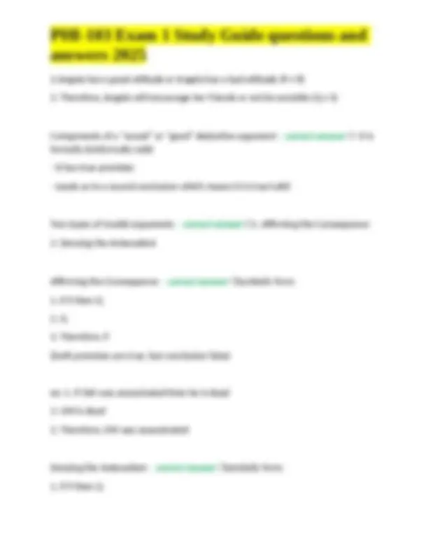 PHI-103 Exam 1 Study Guide questions and answers 2025 | Exams ...