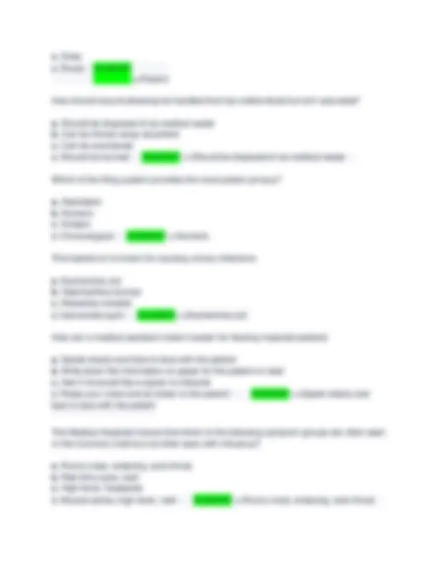 NHA: CERTIFIED CLINICAL MEDICAL ASSISTANT EXAM QUESTIONS WITH COMPLETE ...