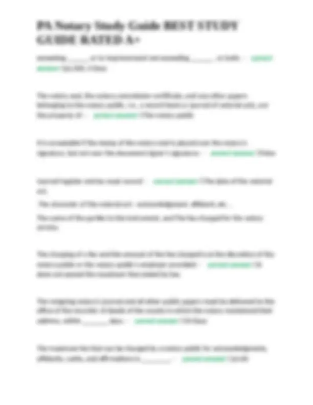 PA Notary Study Guide BEST STUDY GUIDE RATED A+ | Exams Nursing | Docsity