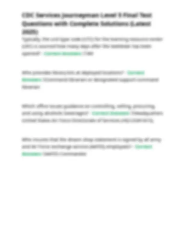 Cdc's Sample Questions CDC Services Journeyman Level 5 Final Test: Questions and Solutions ...