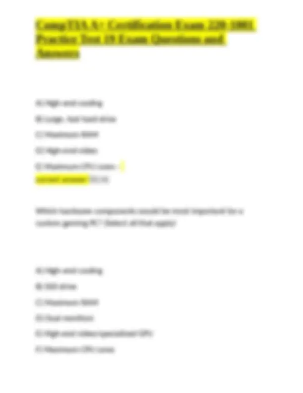CompTIA A+ Certification Exam 220-1001 Practice Test 19 Exam Questions ...
