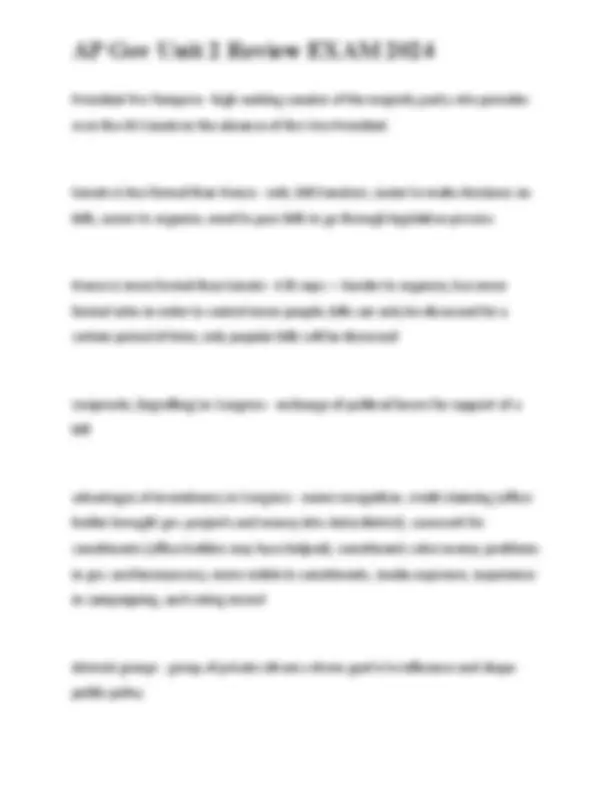AP Government Unit 2 Exam Review 2024: Legislative Branch and Political ...