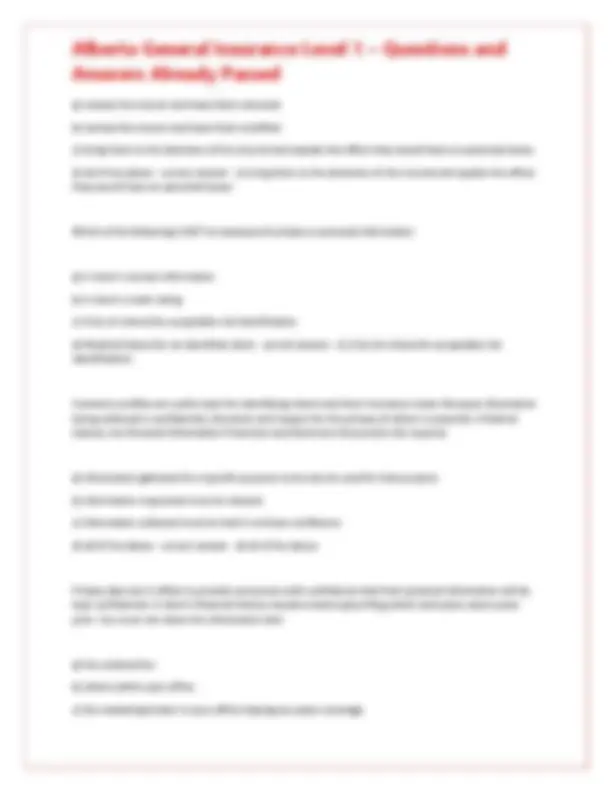Alberta General Insurance Level 1 – Questions and Answers Already ...