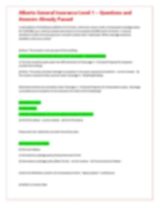 Alberta General Insurance Level 1 – Questions and Answers Already ...