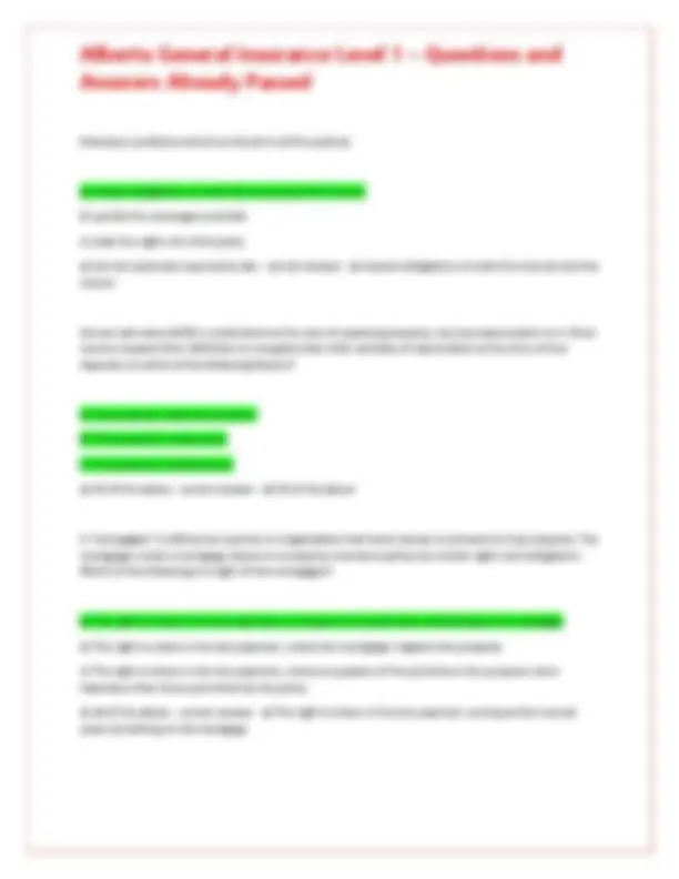 Alberta General Insurance Level 1 – Questions and Answers Already ...