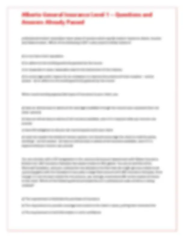 Alberta General Insurance Level 1 – Questions and Answers Already ...