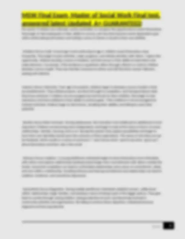 MSW Final Exam Master of Social Work Final test, answered latest ...