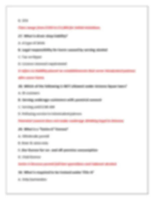 TITLE 4 ARIZONA LIQUOR LAW PRACTICE EXAM QUESTIONS AND CORRECT ANSWERS (VERIFIED ANSWER | Exams ...