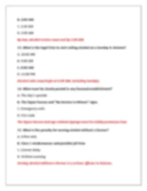 TITLE 4 ARIZONA LIQUOR LAW PRACTICE EXAM QUESTIONS AND CORRECT ANSWERS (VERIFIED ANSWER | Exams ...
