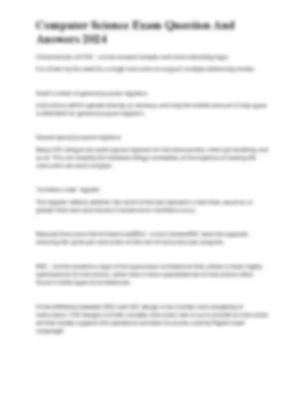 Computer Science Exam Q&A: CPU Architecture and Functionality | Exams ...