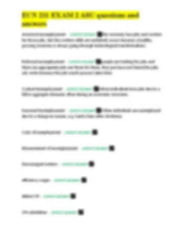 ECN 211 EXAM 2 ASU questions and answers | Exams Nursing | Docsity