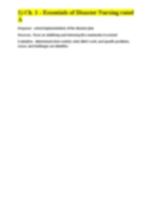 1) Ch. 1 - Essentials of Disaster Nursing rated A | Exams Nursing | Docsity