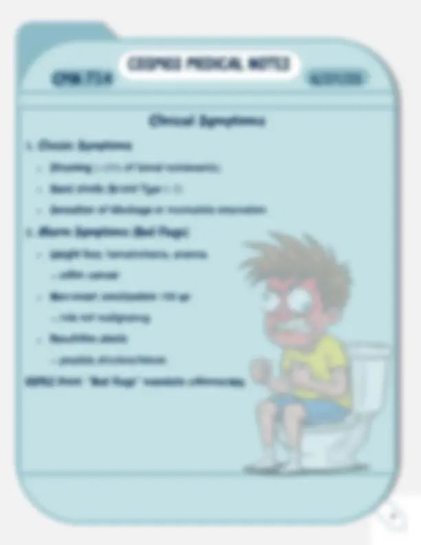 CONSTIPATION Premium USMLE Mastery Notes | Cheat Sheet Medicine | Docsity