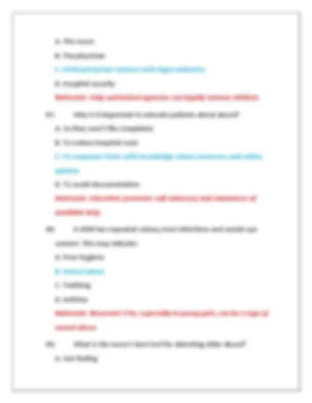 Abuse and Neglect Practice Exam for Nurses: Questions, Answers ...