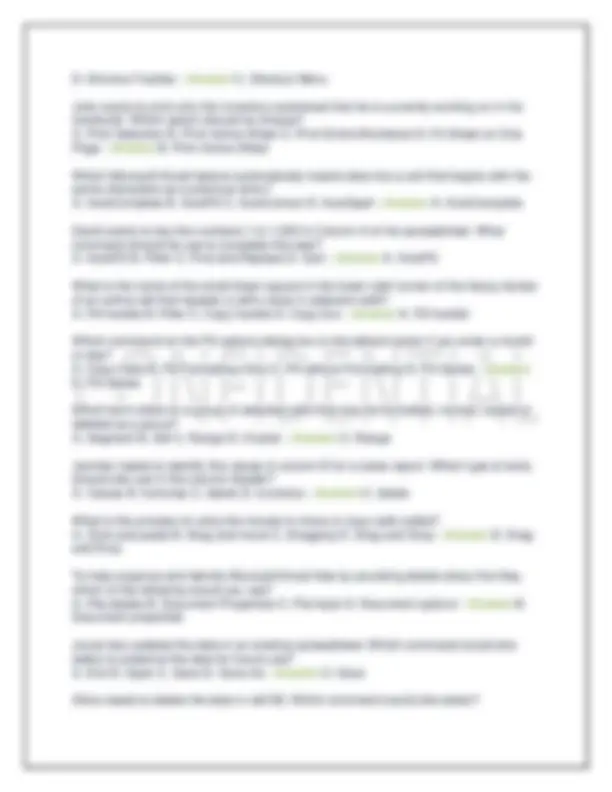 Excel Final Exam Review Questions with Correct Answers Latest Update ...
