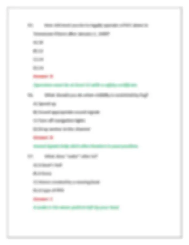 TENNESSEE BOATING SAFETY EDUCATION PRACTICE EXAM QUESTIONS AND CORRECT ...