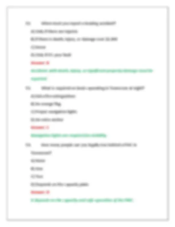 TENNESSEE BOATING SAFETY EDUCATION PRACTICE EXAM QUESTIONS AND CORRECT ...