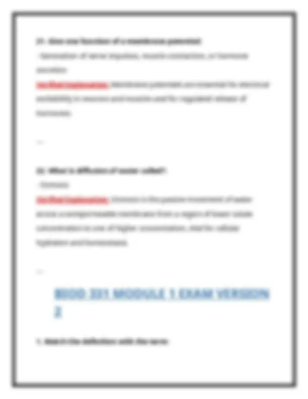 BIOD 331 Pathophysiology Module 1 Exam 2025 | Portage Learning – 2 Full ...
