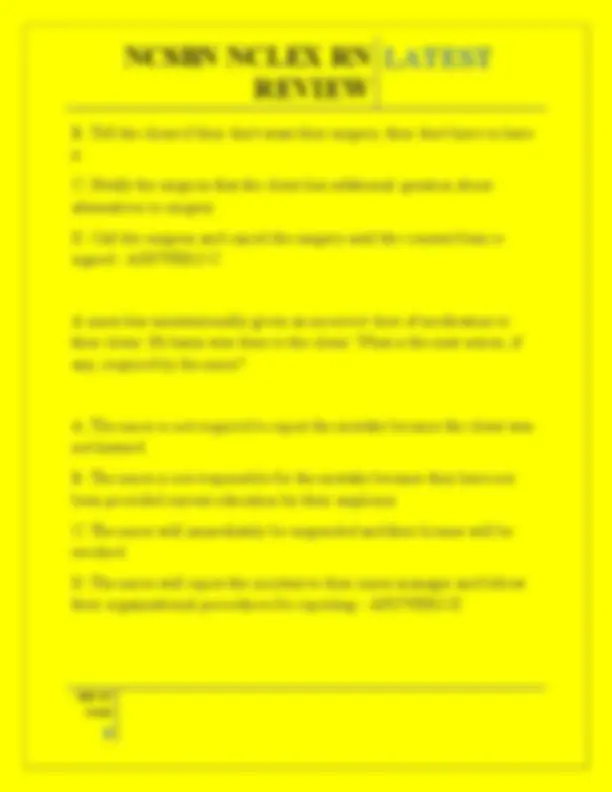 NCSBN NCLEX RN REVIEW QUESTIONS AND ANSWERS 2025 | Exams Nursing | Docsity