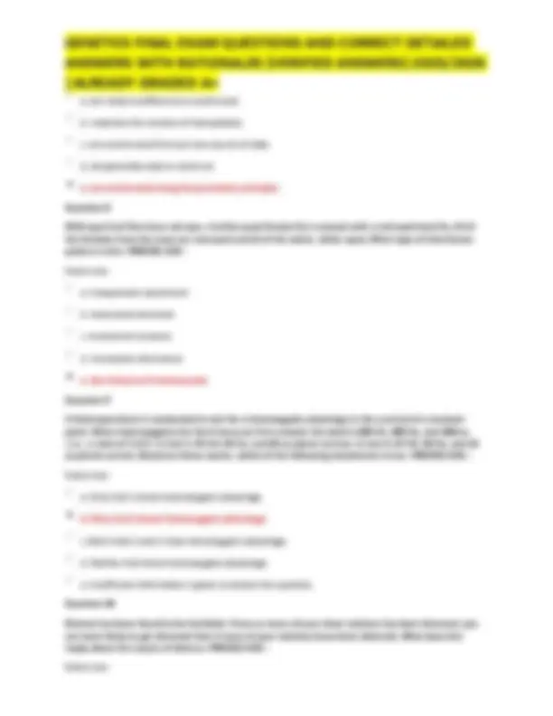 GENETICS FINAL EXAM QUESTIONS AND CORRECT DETAILED ANSWERS WITH ...