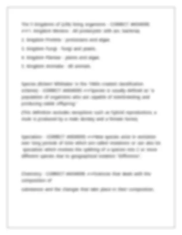 Biology Exam 1: Key Concepts and Definitions | Exams Biology | Docsity