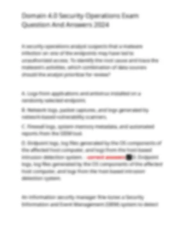Domain 4.0 Security Operations Exam Question And Answers 2024 | Exams ...