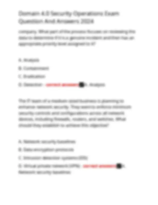 Domain 4.0 Security Operations Exam Question And Answers 2024 | Exams ...