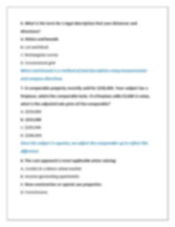 LICENSED RESIDENTIAL APPRAISER EXAM PRACTICE TEST QUESTIONS AND CORRECT ...