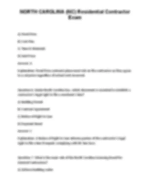 NORTH CAROLINA (NC) Residential Contractor Exam | Exams Technology ...